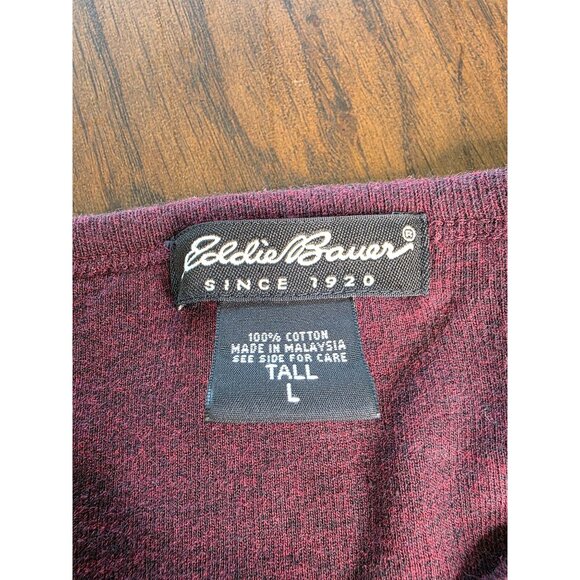 Eddie Bauer Mens Sweater L Tall Plum Purple Pullover Crewneck Long Sleeve Cotton - Picture 7 of 15